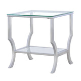 Saide - Square End Table With Mirrored Shelf - Chrome