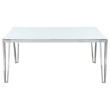 Pauline - Mesa de comedor rectangular con patas de metal - Blanco y cromo