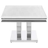 Kerwin - Mesa de centro rectangular con base en U - Blanco y cromo