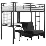 Jenner - Cama tipo loft con estación de trabajo tipo futón doble - Negro