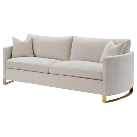 Corliss - Upholstered Arched Arms Sofa - Beige