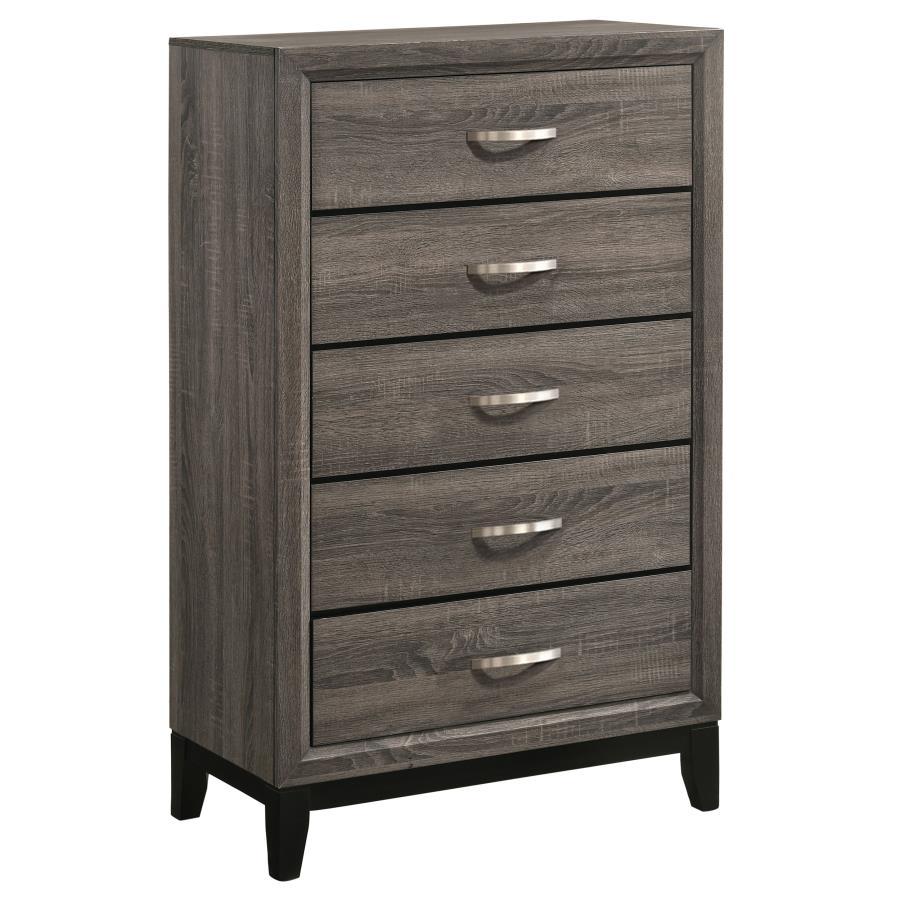 Watson - 5-Drawer Chest - Gray Oak And Black