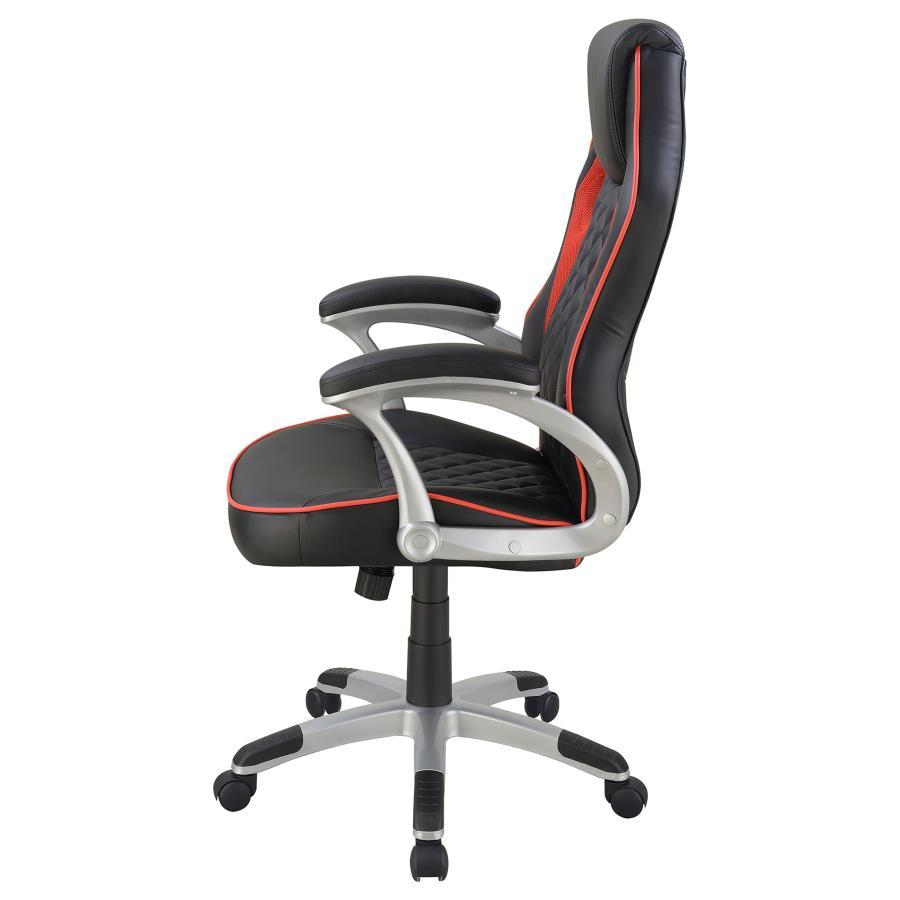 Lucas - Silla de Oficina Tapizada - Negro Y Rojo