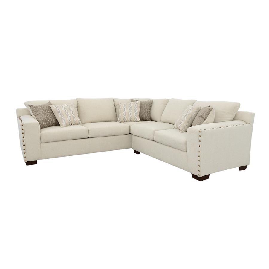 Aria - L-Shaped Sectional With Nailhead - Oatmeal