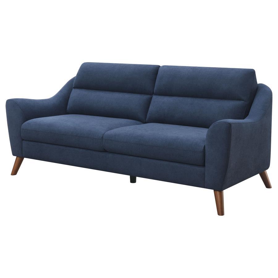 Gano - Sloped Arm Upholstered Sofa - Navy Blue