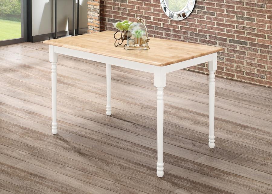 Taffee - Mesa de comedor rectangular - Marrón natural y blanco