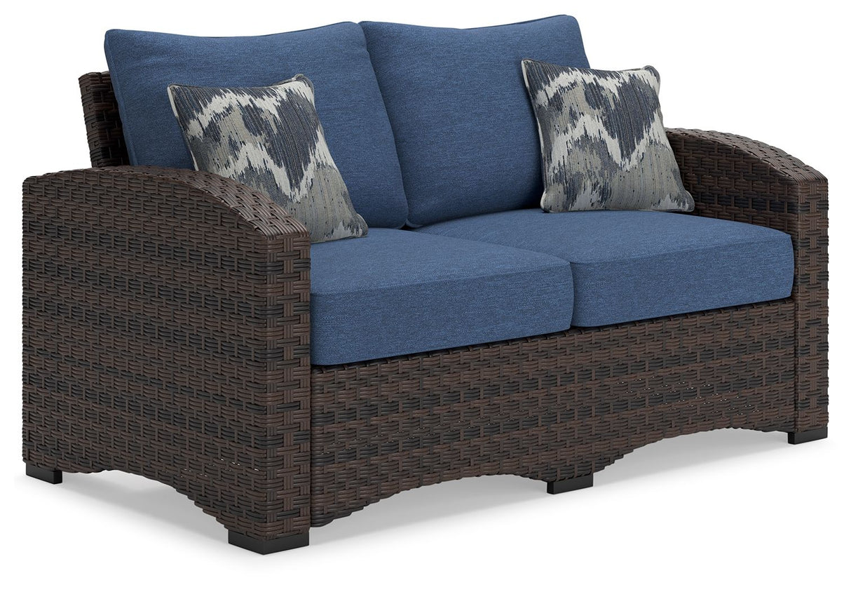 Windglow - Azul / Marrón - Loveseat Con Cojín