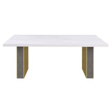 Carla - Rectangular Dining Table With Cultured Carrara Marble Top - White And Gold