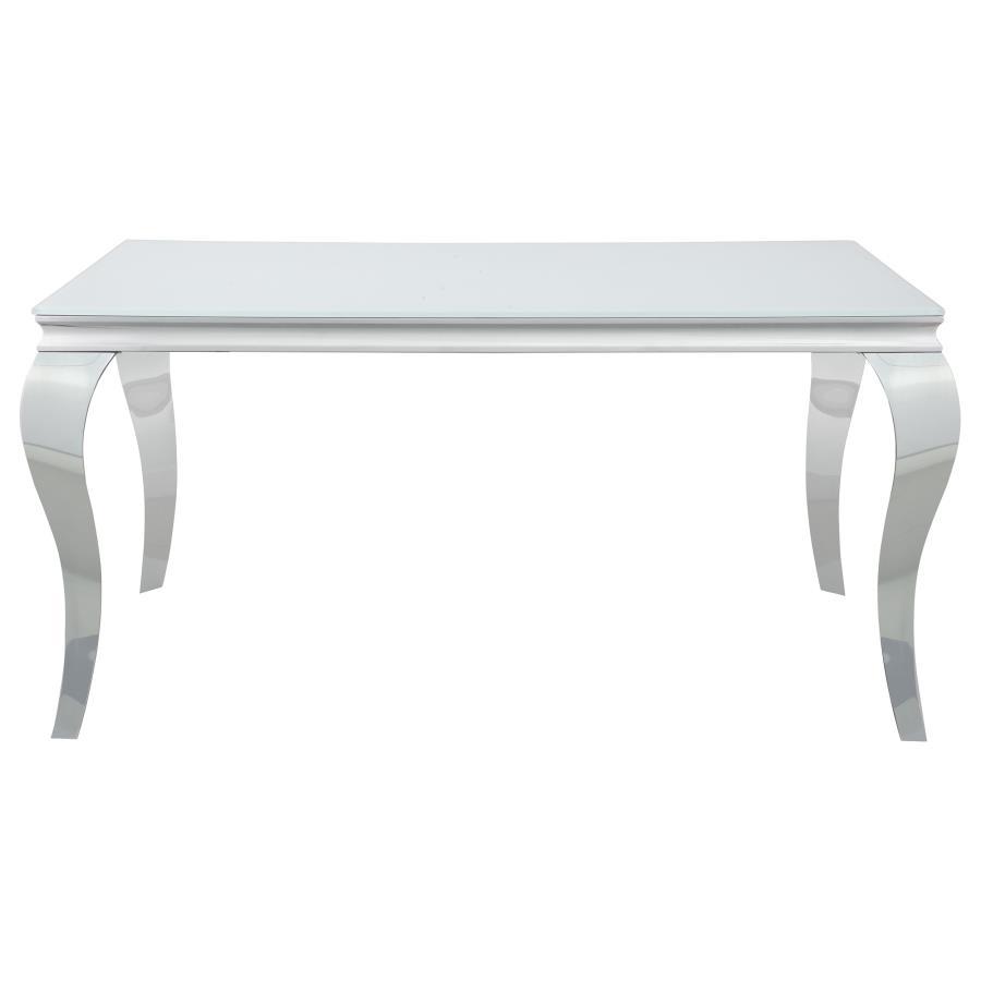 Carone - Mesa de comedor rectangular con tapa de cristal