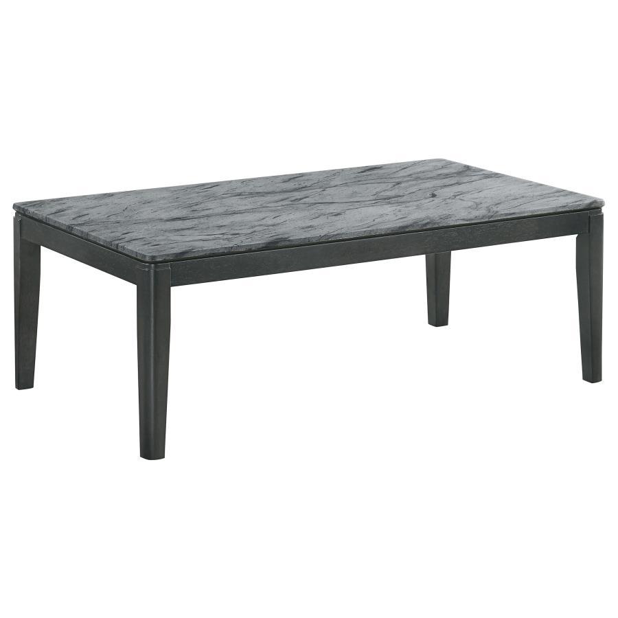 Mozzi - Rectangular Coffee Table Faux Marble - Gray And Black