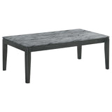 Mozzi - Mesa de centro rectangular de mármol sintético - Gris y negro