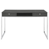 Wallice - 2-Drawer Writing Desk - Weathered Gray/Chrome