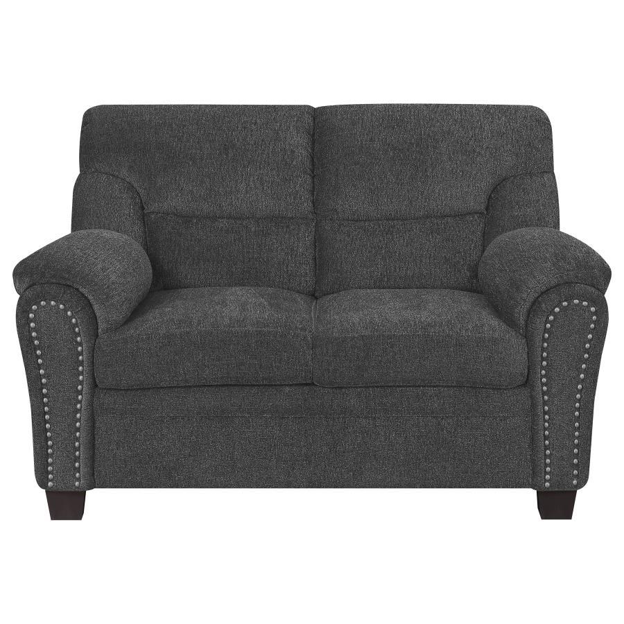 Clemintine - Loveseat tapizado con ribete de clavo