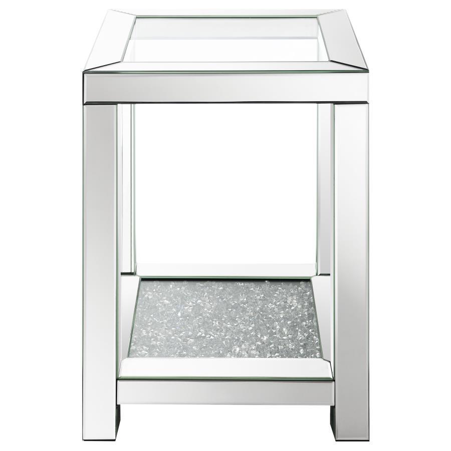 Valentina - Square End Table With Glass Top Mirror