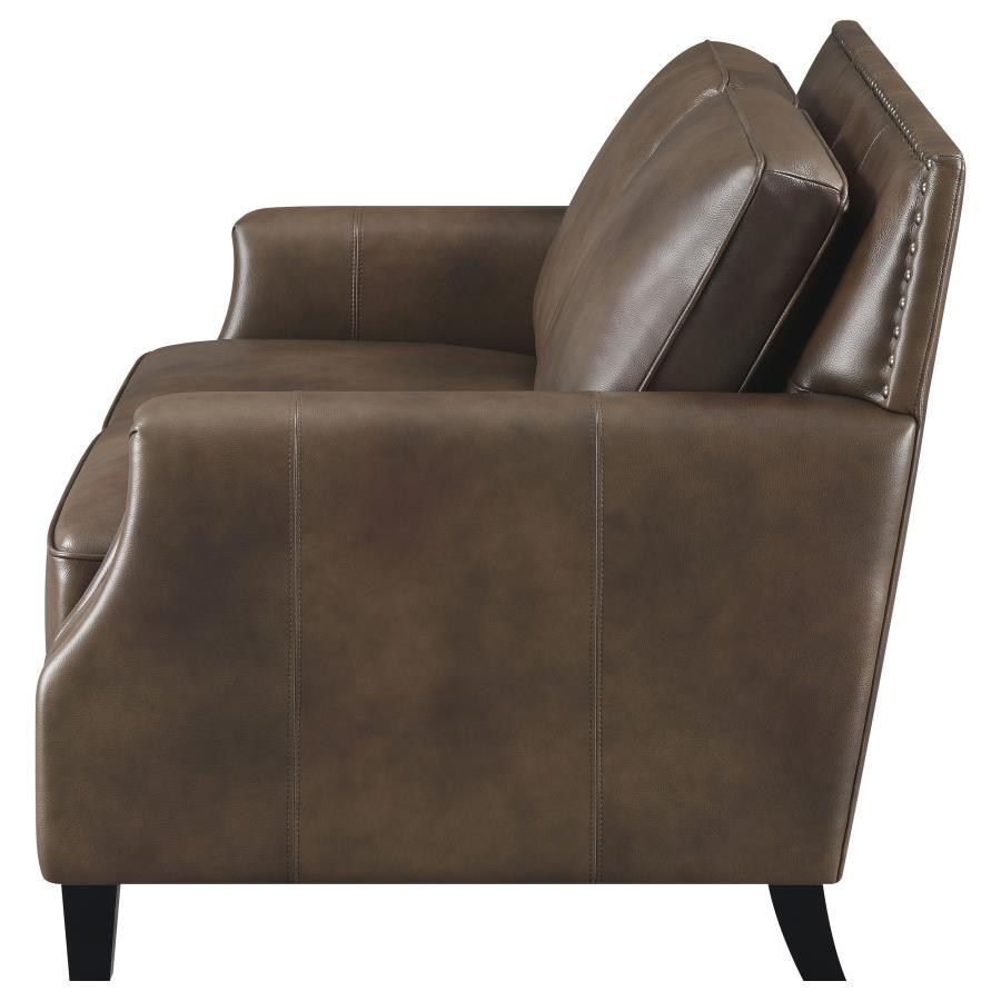 Leaton - Upholstered Recessed Arms Loveseat - Brown Sugar