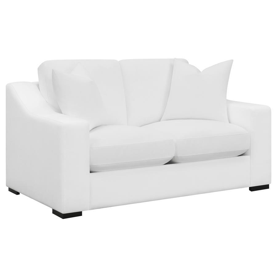 Ashlyn - Loveseat tapizado con brazos inclinados - Blanco