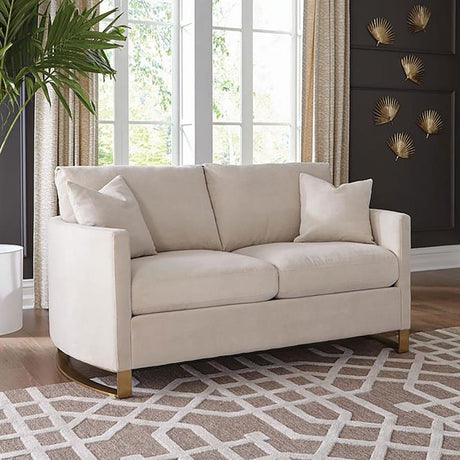 Corliss - Loveseat tapizado con brazos arqueados - Beige