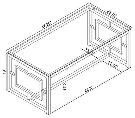 Merced - Rectangle Glass Top Coffee Table - Nickel