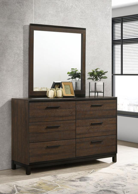 Edmonton - 6-Drawer Dresser With Mirror - Rustic Tobacco