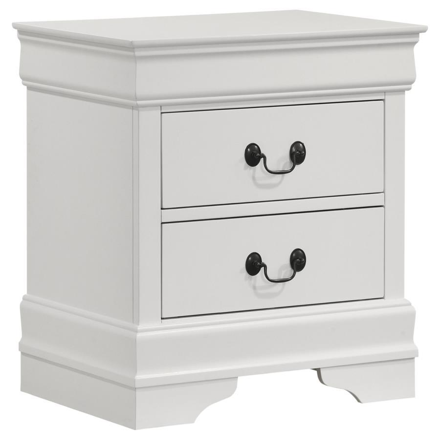 Louis Philippe - 2-Drawer Nightstand Bedside Table - White