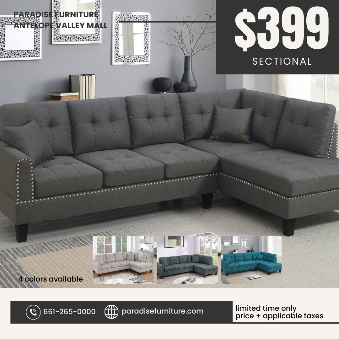 Sectional with 2 pillows for $399