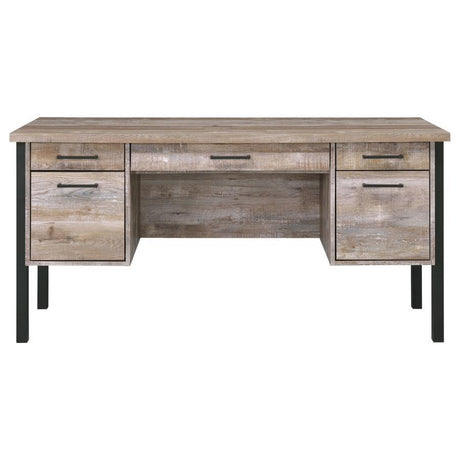 Samson - 4-Drawer Office Desk - Weathered Oak