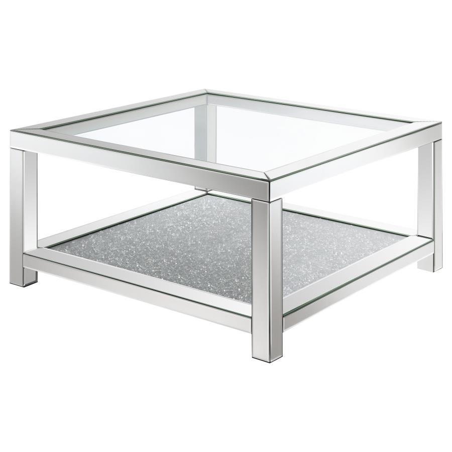 Valentina - Mesa de centro rectangular con espejo sobre de cristal