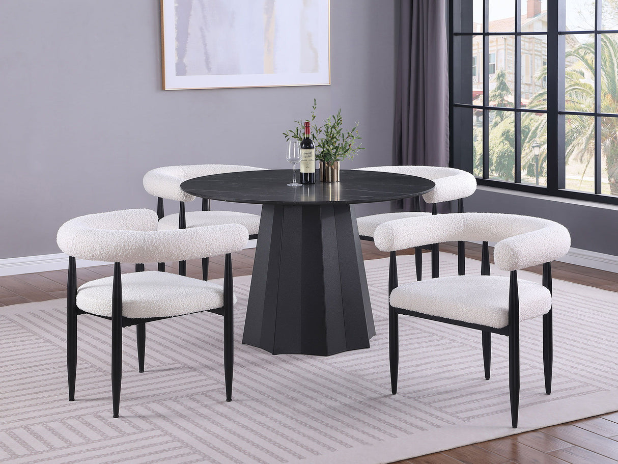 Camden - Juego de mesa de comedor redonda de 5 piezas - Negro y crema