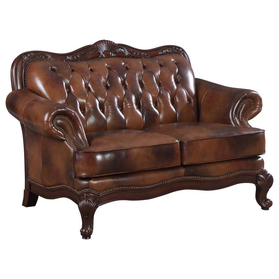 Victoria - Loveseat con respaldo capitoné - Tritono y marrón