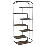 Leland - 6-Shelf Bookcase - Rustic Brown And Dark Gray