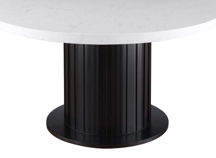 Sherry - Round Dining Table - Rustic Espresso And White