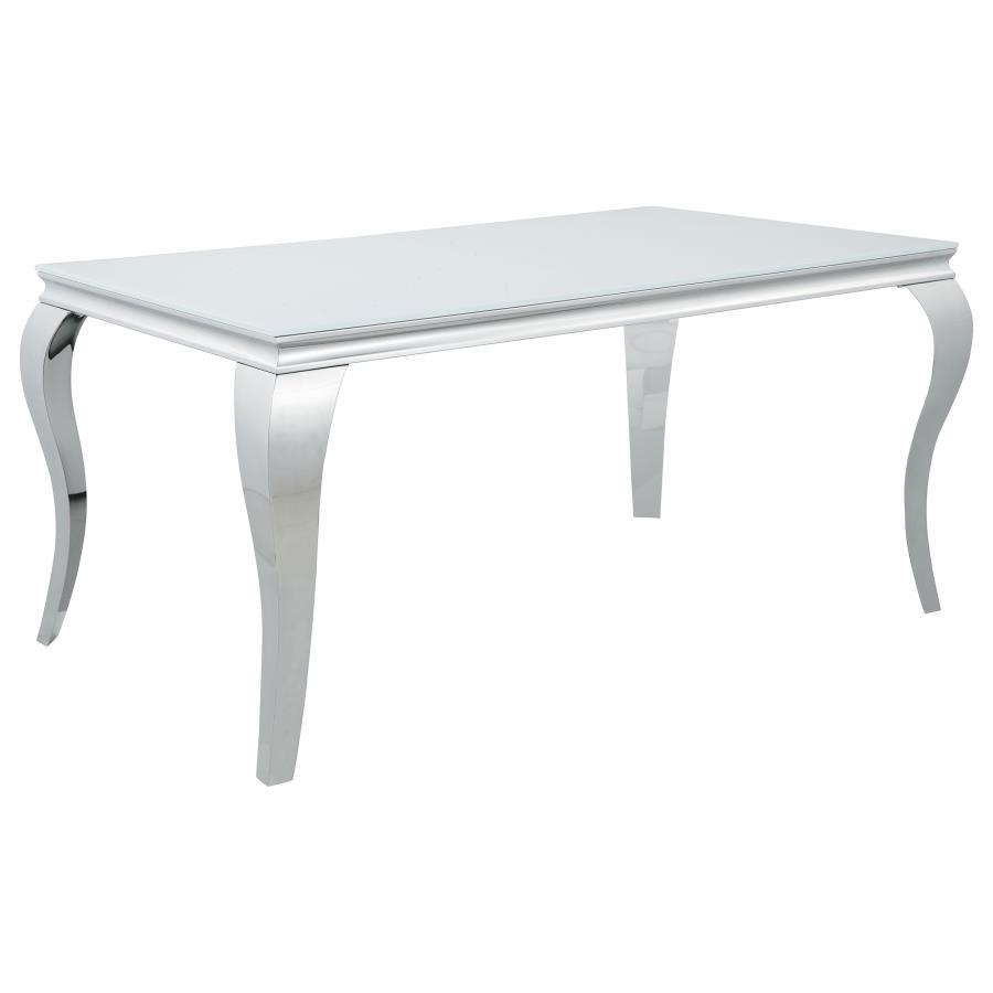 Carone - Mesa de comedor rectangular con tapa de cristal