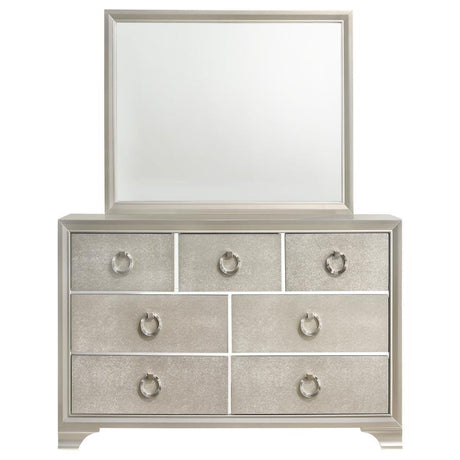 Salford - 7-Drawer Dresser With Mirror - Metallic Sterling