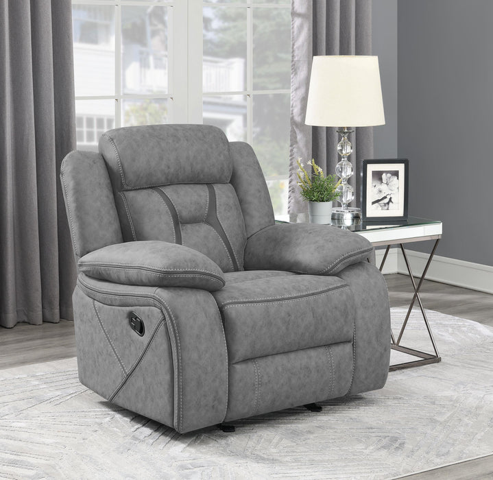 Higgins Overstuffed Upholstered Glider Recliner Grey image