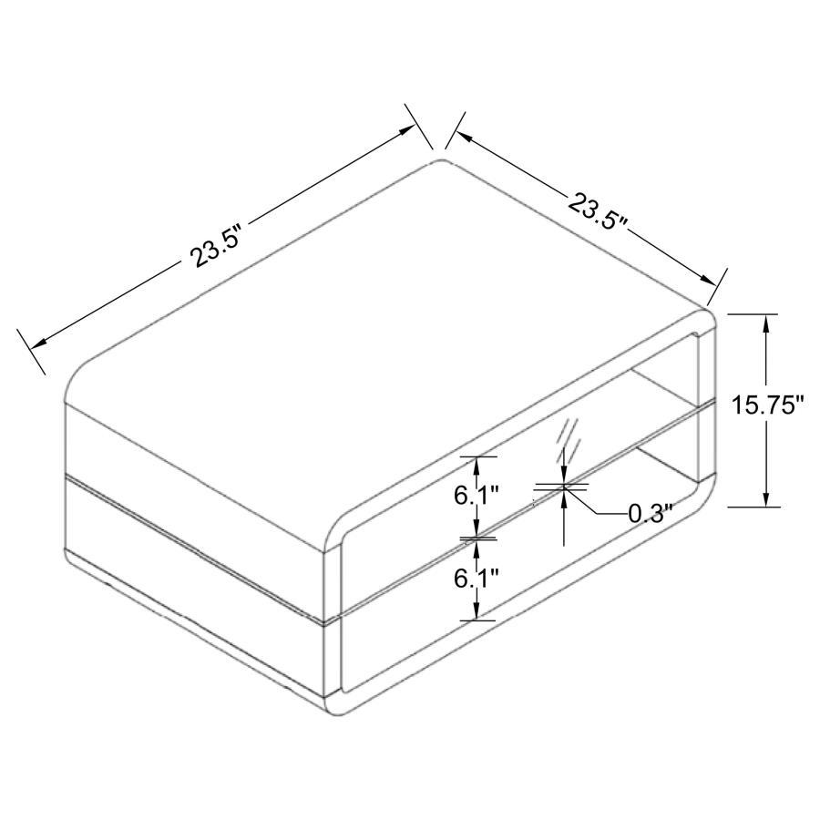 Elana - Square 2-Shelf End Table - Glossy White