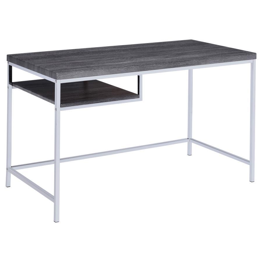 Kravitz - Rectangular Writing Desk - Weathered Gray And Chrome