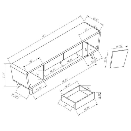 Alvin - 2-Drawer TV Console - Dark Walnut And Glossy White