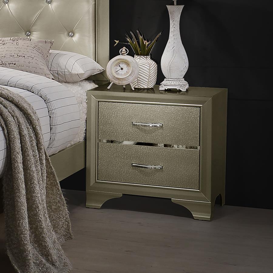 Beaumont - 2-Drawer Rectangular Nightstand - Champagne