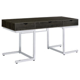 Noorvik - 3-Drawer Writing Desk - Dark Oak And Chrome