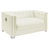 Chaviano - Loveseat tapizado capitoné - Blanco perla