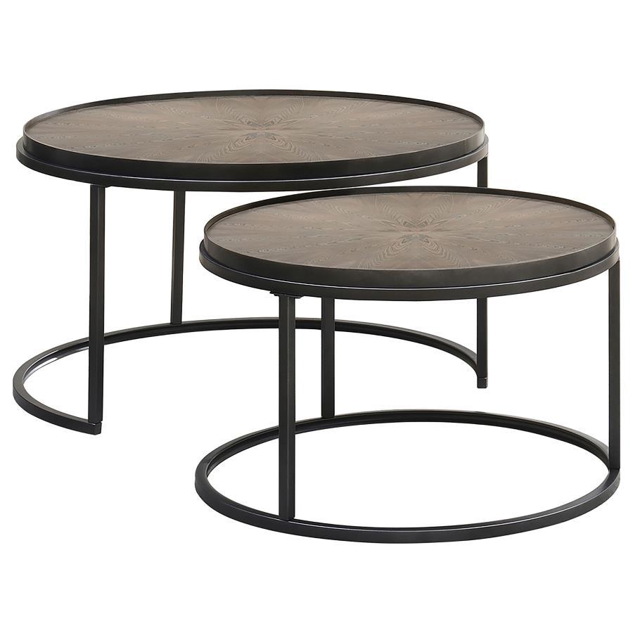 Rodrigo - 2 Piece Round Nesting Tables - Weathered Elm