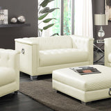 Chaviano - Loveseat tapizado capitoné - Blanco perla