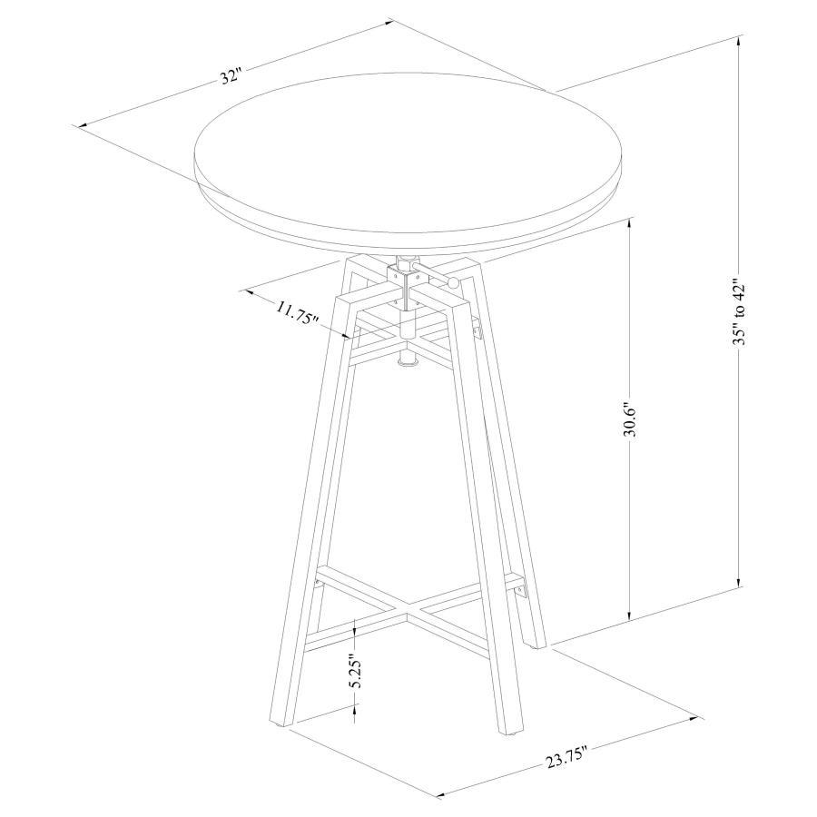 Bartlett - Adjustable Swivel Bar Table - Brushed Nutmeg