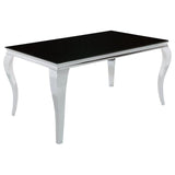 Carone - Mesa de comedor rectangular con tapa de cristal