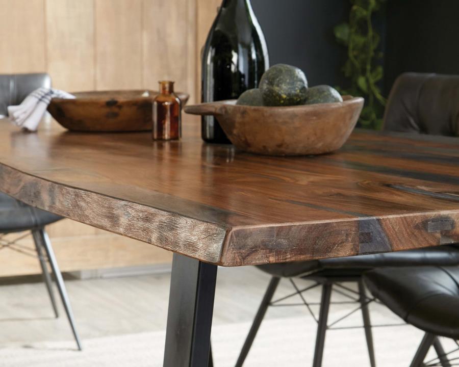 Ditman - Mesa de comedor Live Edge - Sheesham gris y negro