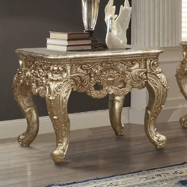 HD-998G - End Table - Gold With Rust Highlights