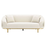 Martina - Sofa With 2 Pillows - Ivory Velvet