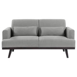 Blake - Loveseat tapizado con brazos - Piel de tiburón y marrón oscuro