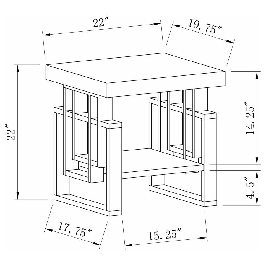 Schmitt - Mesa auxiliar rectangular - Blanco muy brillante