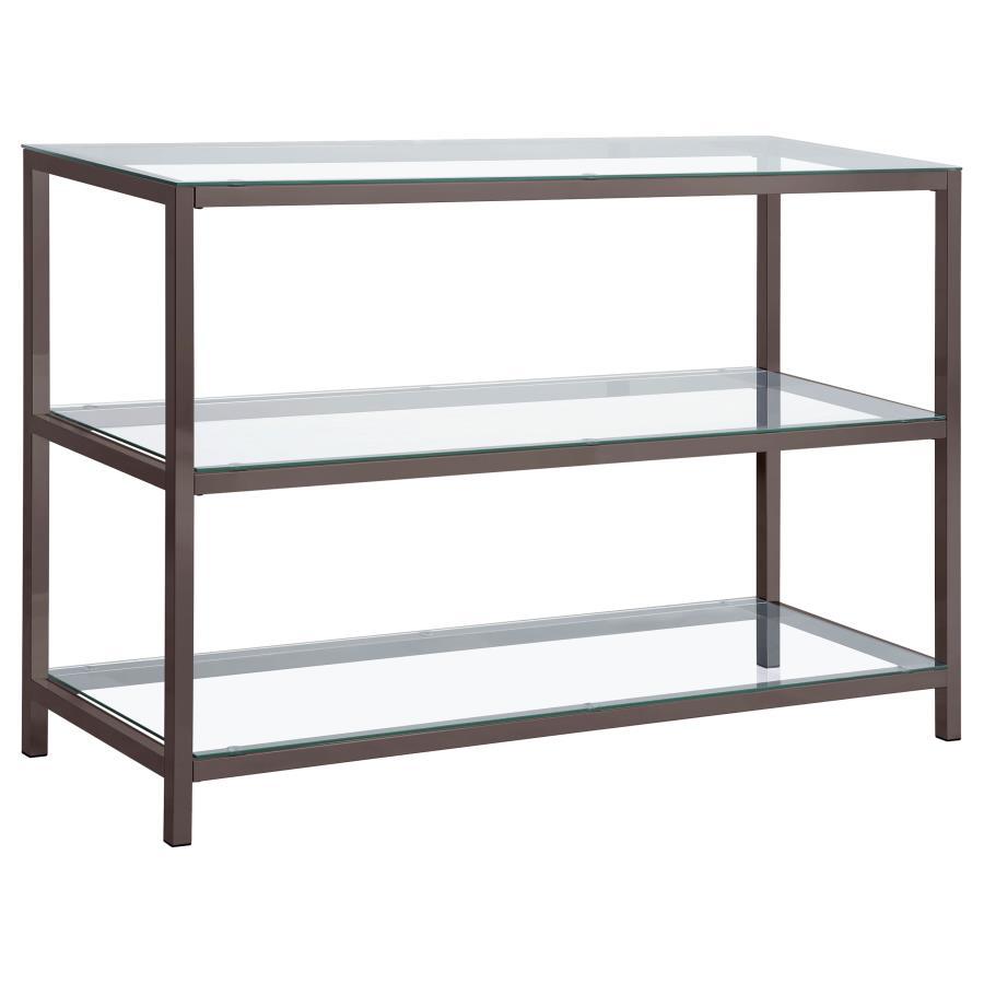 Trini - Sofa Table With Glass Shelf - Black Nickel